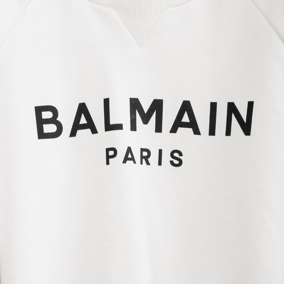 Balmain White Oversized Printed Logo Long Sleeve Sweatshirt - Picture 6 of 11